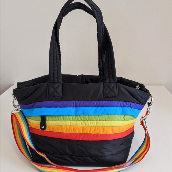 Sondra Roberts Black Puffer Rainbow Tote - Picture 2 of 6